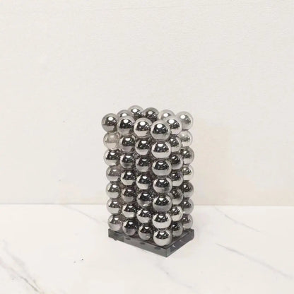 DecorBites™ Geometric Crystal Ball Silver Ball Glass Vase, Home Decoration Accessories