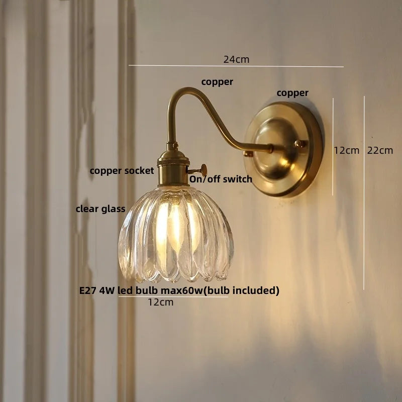 DecorBites™ Glass Copper LED Wall Sconce, Modern Kitchen Dining Room Bedside Lamp Wandlamp