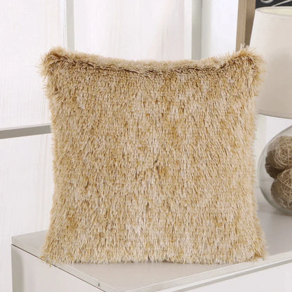 DecorBites™ Cozy Plush Fur Cushion Cover 43x43cm White Grey Sofa Decor Pillowcase