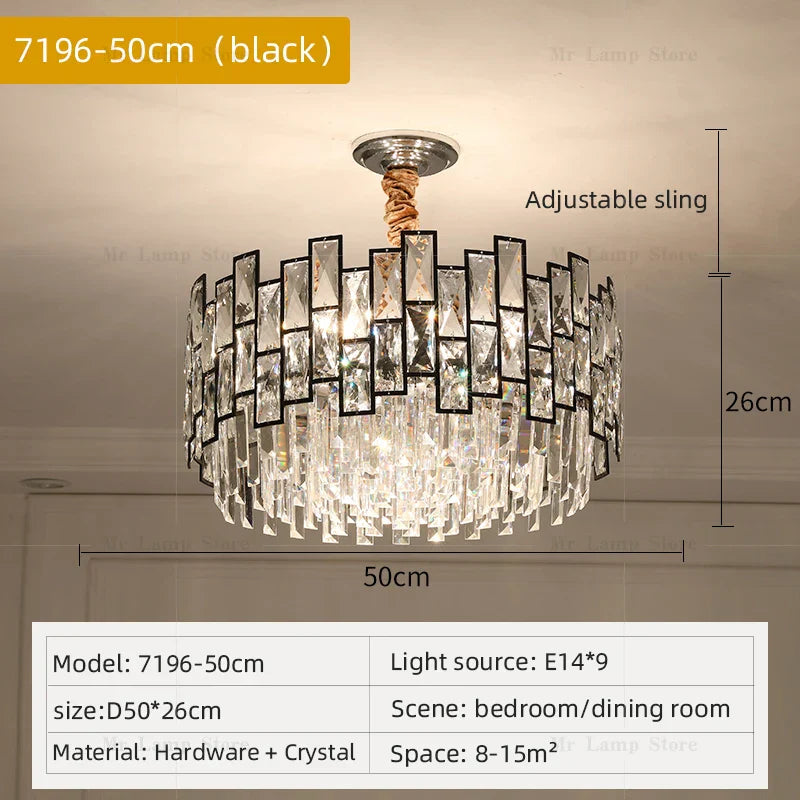 DecorBites™ Crystal Chandelier: Postmodern Light Luxury for Living Room, Bedroom, Kitchen.