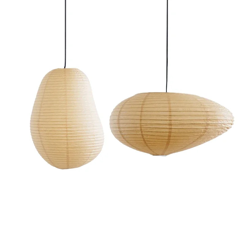 Rice Paper Pendant Light Handcrafted Beige