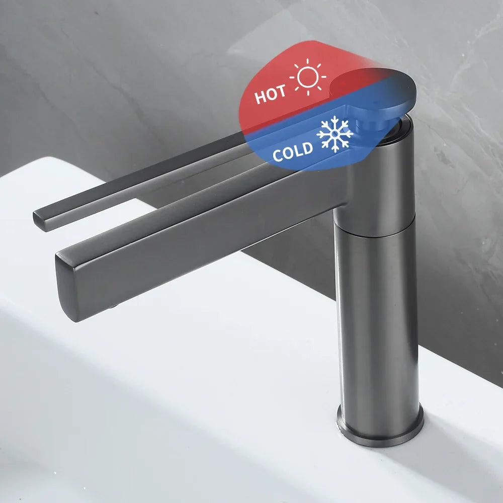 DecorBites™ Basin Faucet: Single Handle Deck Mounted Brass Bathroom Mixer for Sink - Hot/Cold