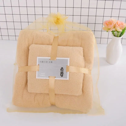 DecorBites™ Coral Velvet Bath Towel Set, 2pcs Soft Absorbent Fast Drying Towels