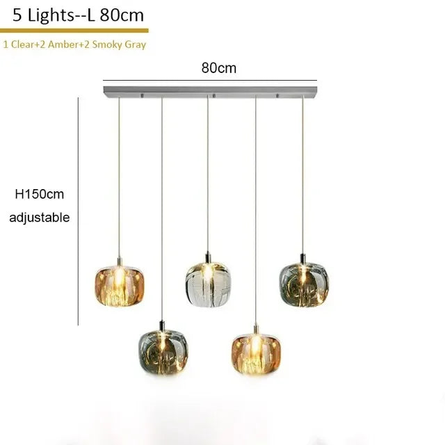 DecorBites™ Crystal Staircase Chandelier: Luxury Modern Lighting Fixture Amber/Smoky Grey/Clear