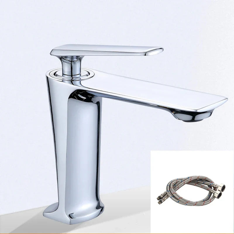 Chrome Basin Mixer Faucet With Single Handle