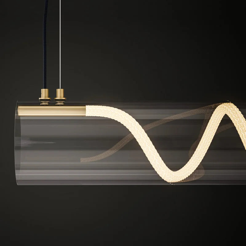 Black Tube Pendant Light 148cm Restaurant Style