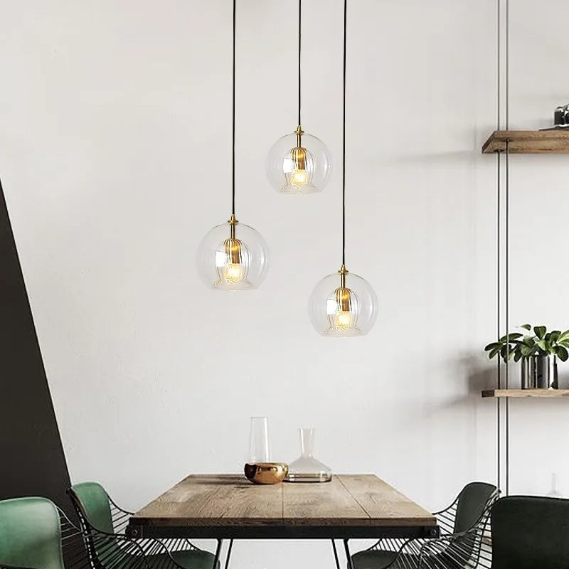 DecorBites™ Gold Glass Ball Pendant Light for Dining Room & Bedroom Decor