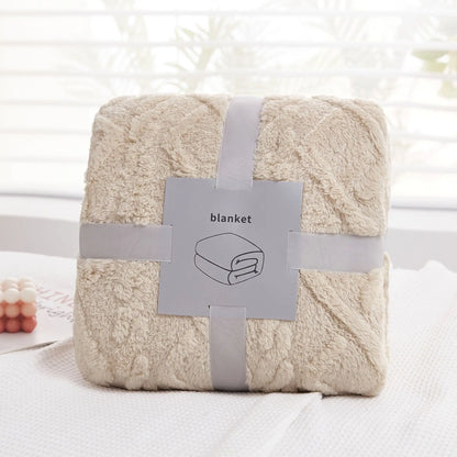 DecorBites™ Cozy Jacquard Plush Blanket: Soft Winter Sofa Throw, Office Travel Nap Shawl