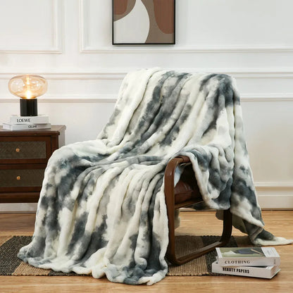 DecorBites™ Fuzzy Faux Fur Blanket - Soft & Cozy Reversible Throw for Sofa & Bed