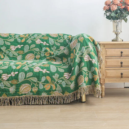 DecorBites™ Cotton Tassel Sofa Blanket - All-Season Multifunctional Leisure Blanket