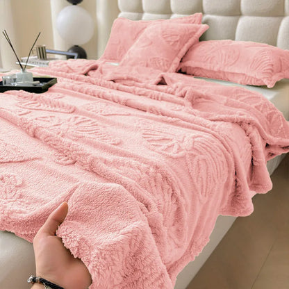 DecorBites™ Luxe Chiffon Butterfly Jacquard Throw: Soft & Cozy Blanket for Couch or Bed