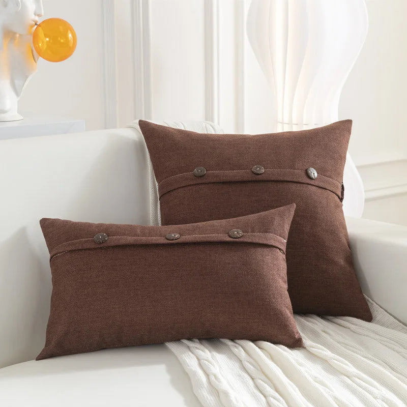 Linen Button Cushion Cover