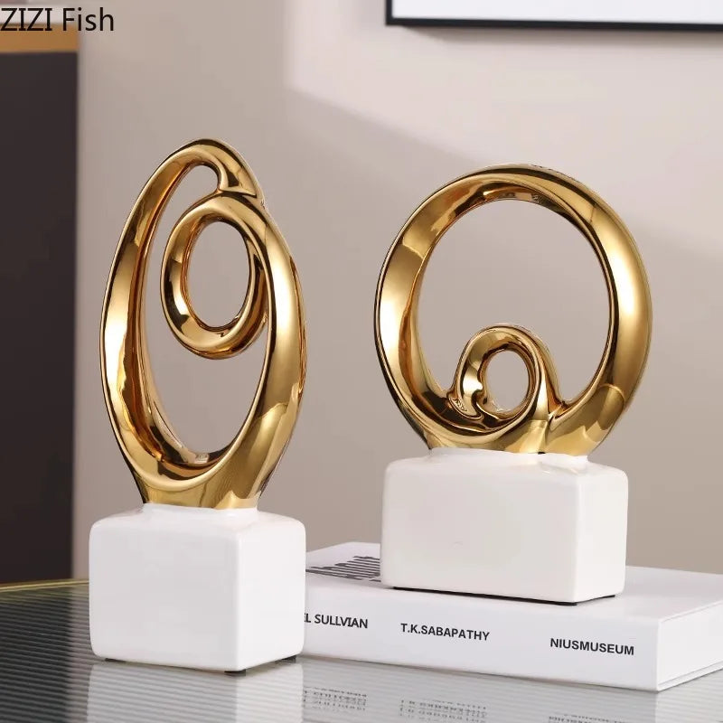 Gold Abstract Ceramic Sculpture