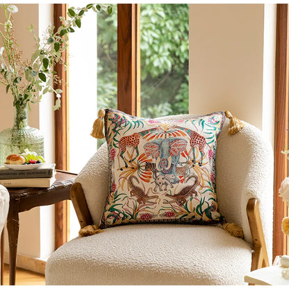 DecorBites™ Elephant Jungle Paradise Throw Pillow Cover