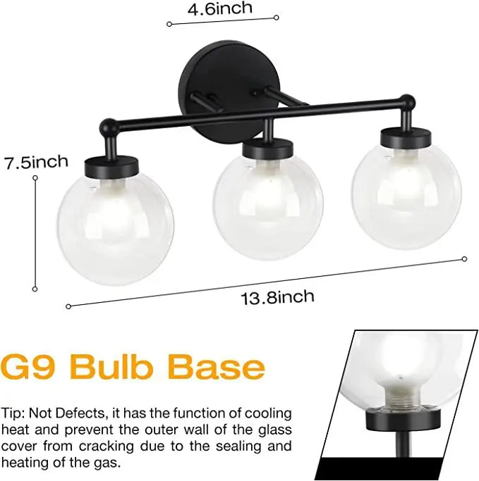 DecorBites™ Double-Head Glass & Iron Wall Lamps, Modern Minimalist Bathroom Vanity Lights