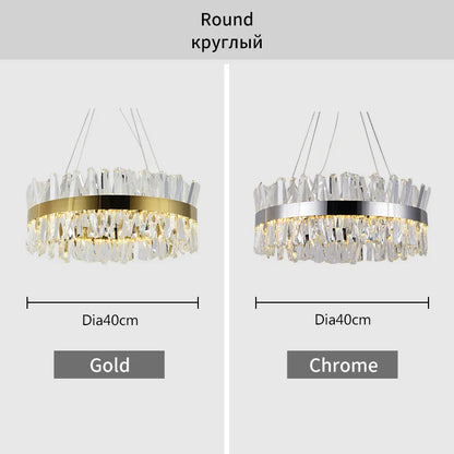DecorBites™ Crystal LED Pendant Light Chrome/Gold Luxury Chandelier for Kitchen Living Room.
