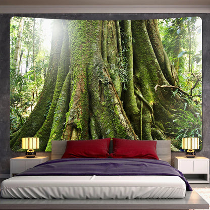 DecorBites™ Forest View Tapestry: Psychedelic Mandala Wall Decor & Beach Towel