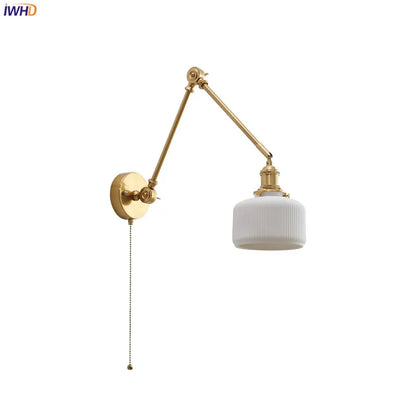 DecorBites™ Copper Swing Arm Wall Lights Sconce Up Down LED Modern Ceramic Lampshade