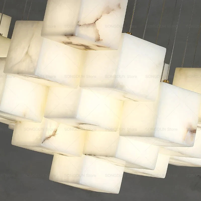 DecorBites™ Jade Design Chinese Chandelier for Duplex Villa Restaurant and Living Room
