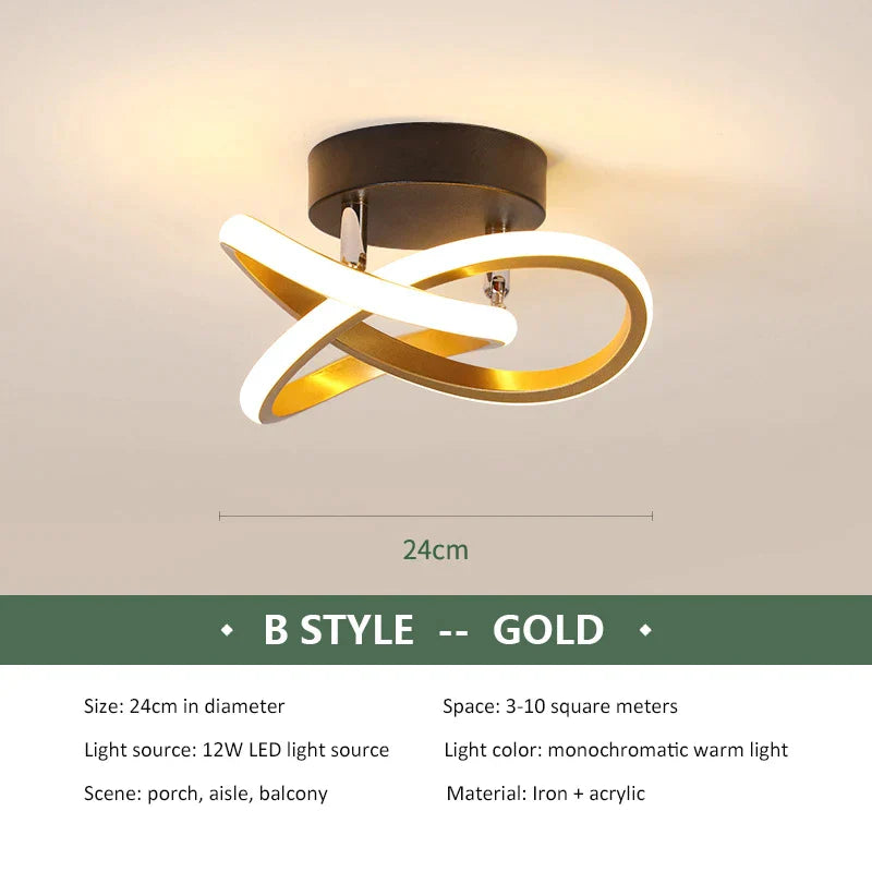 Modern LED Ceiling Lamp Gold Study Room