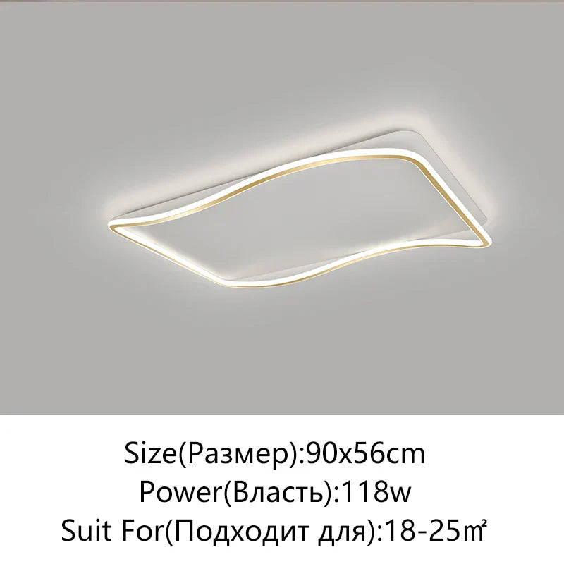 DecorBites™ Golden LED Ceiling Chandelier: Modern Simplicity for Living, Dining, and Bedrooms