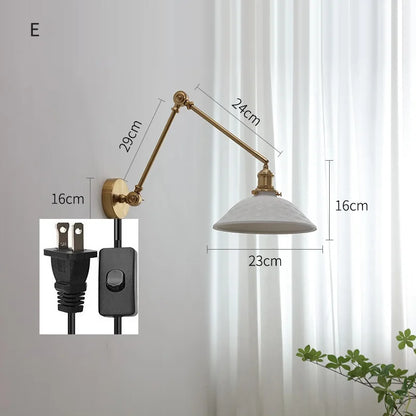 DecorBites™ Copper Swing Arm Wall Lights Sconce Up Down LED Modern Ceramic Lampshade