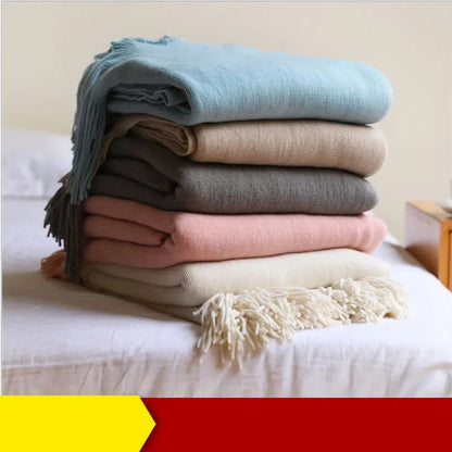 DecorBites™ Knitted Cashmere Siesta Blanket - Soft Sofa Throw & Bedding Blanket
