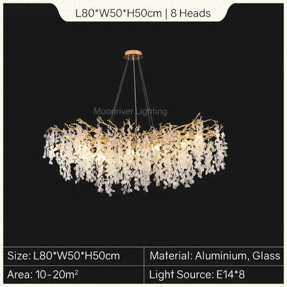 DecorBites™ Gold Tree Branch Chandelier: Elegant European Style Pendant Light for Home Decor
