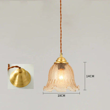 DecorBites™ Cracked Glass Copper Wooden Pendant Light for Home Indoor Living Room