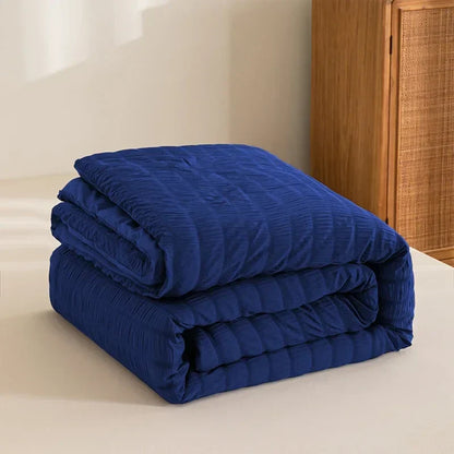 DecorBites™ King Size Seersucker Quilt: Soft, Breathable, All-Season Comforter