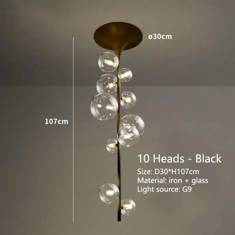 Clear Glass Bubble Chandelier 10-Head Design