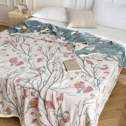 DecorBites™ Cotton Gauze Summer Blanket, Soft Breathable Single Double Bed Nap Blanket