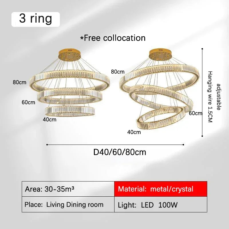 Gold Crystal Halo Chandelier