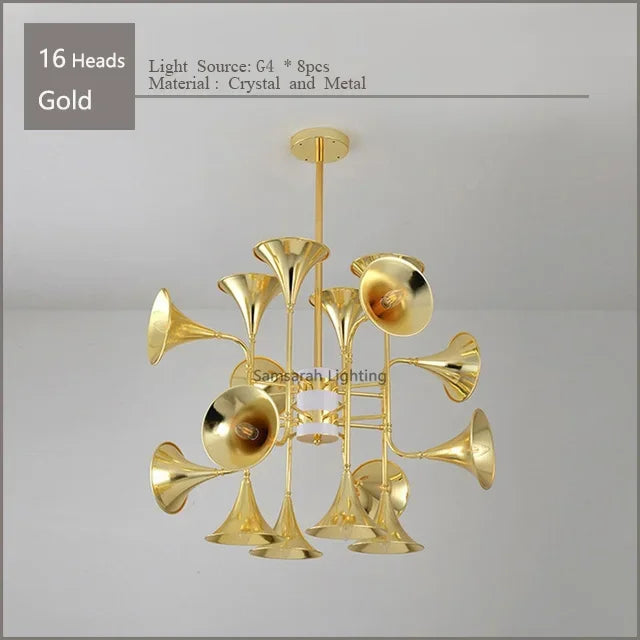 Gold Trumpet Chandelier