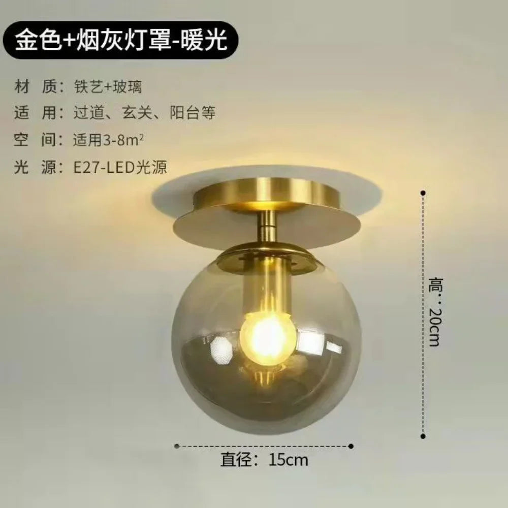 Gold Ball Glass Ceiling Lamp