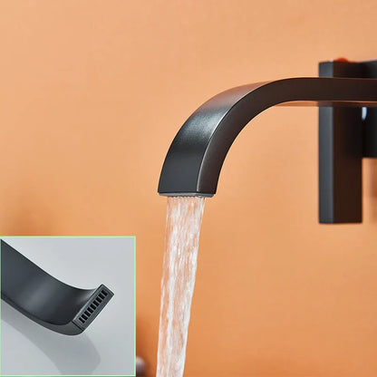 DecorBites™ Black Brass Wall Mounted Bathroom Basin Faucet with Dual Handles