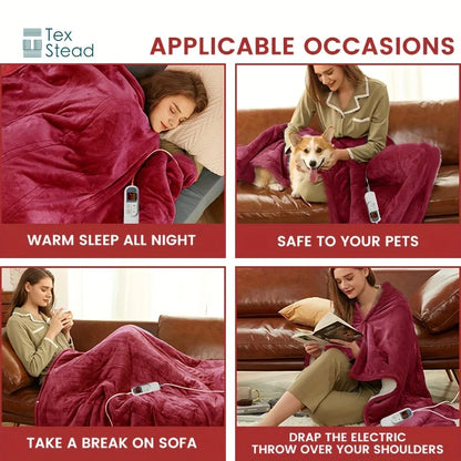 DecorBites™ Electric Heated Blanket Throw: 10 Temp Settings, Auto Shut Off, Machine Washable