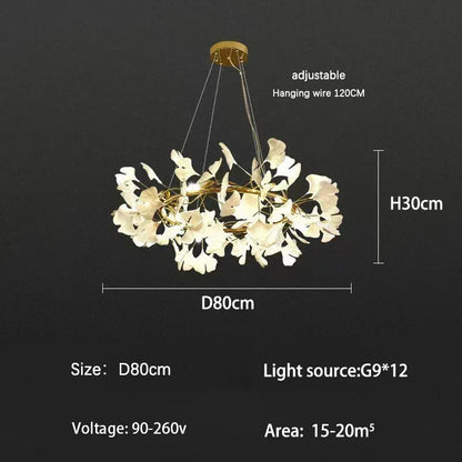 DecorBites™ Ginkgo Branch Leaf LED Ceiling Chandelier - Modern Nordic Design for Home Decor
