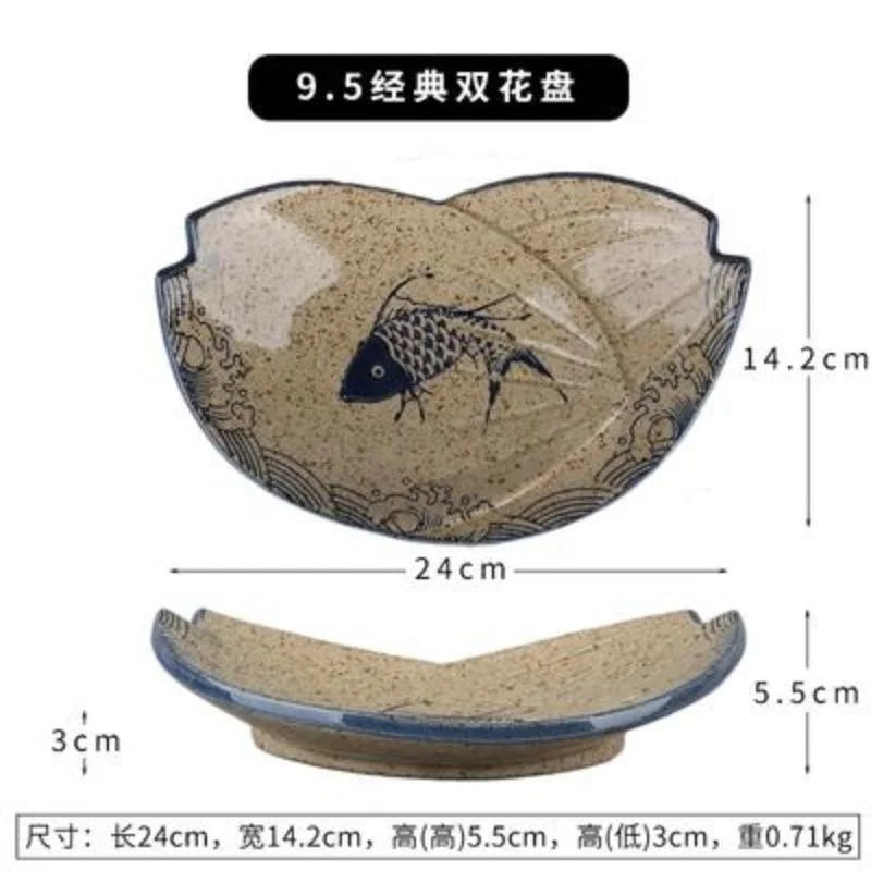 Fish Print Ceramic Plates