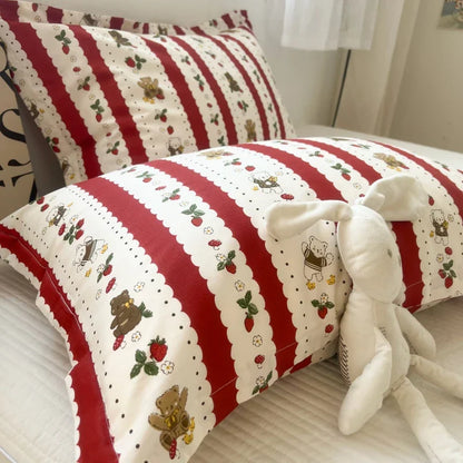 DecorBites™ Korean Floral Cotton Pillowcase 40x60cm, 48x74cm, 50x80cm, Home Cushion Cover