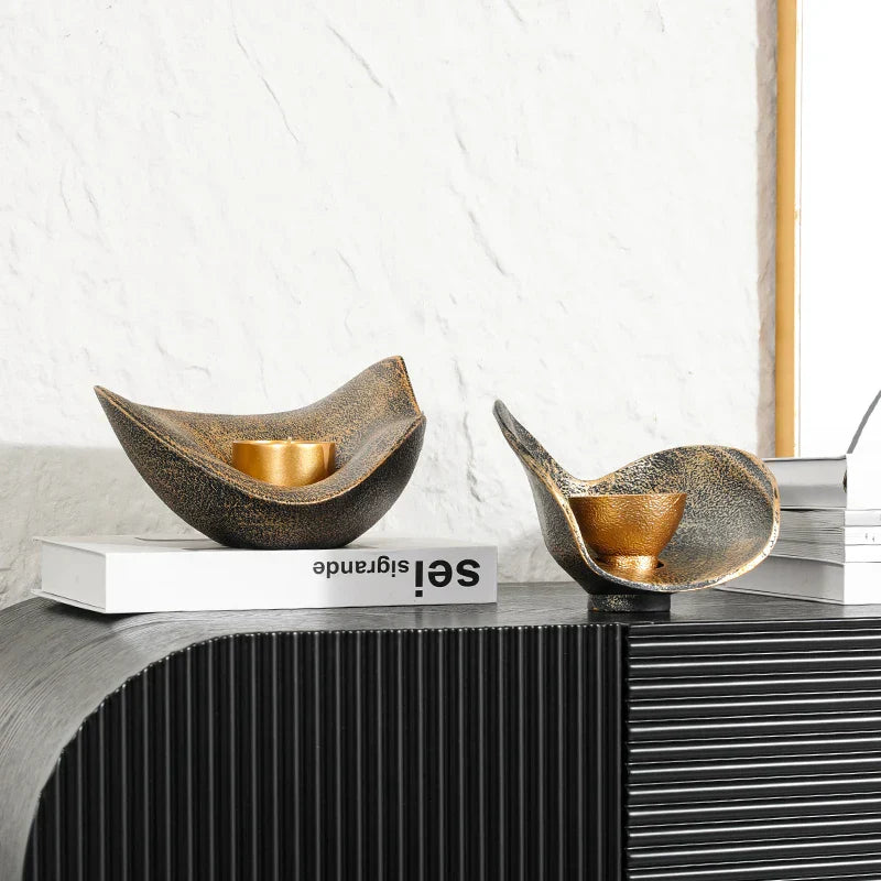 Gold Geometric Candlestick Bowl