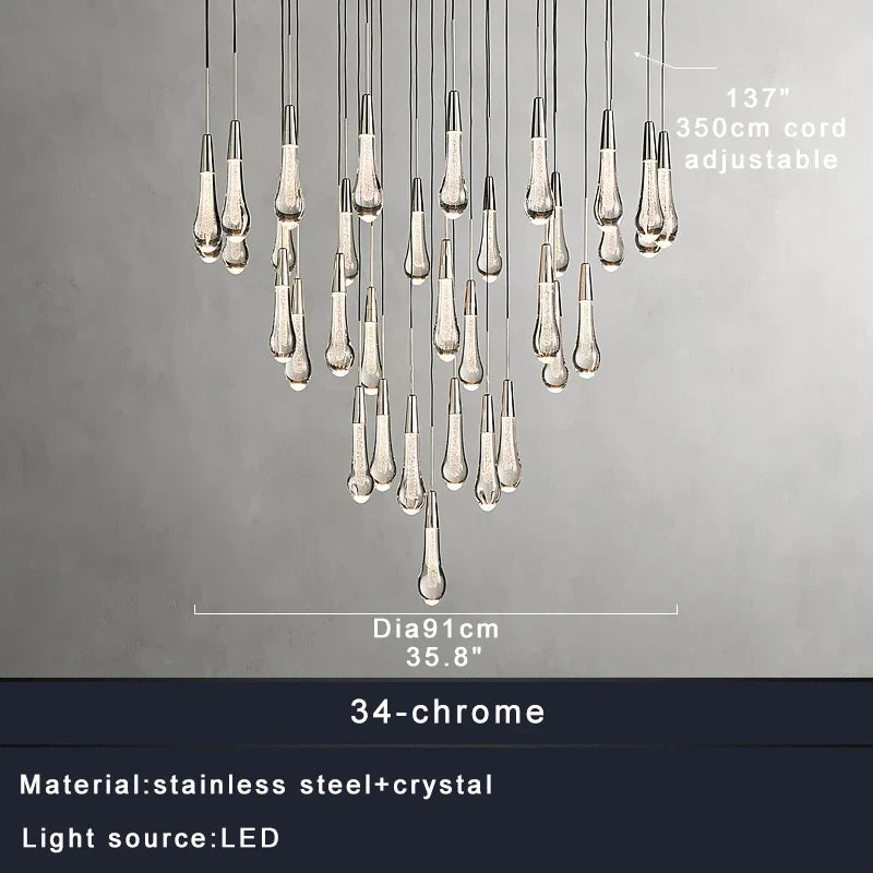 DecorBites™ Crystal Water-drop Ceiling Chandelier: Elegant Dining Table Lighting Fixture