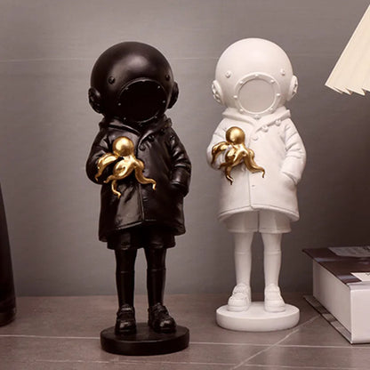 DecorBites™ Diver Girl Resin Statue Banksy Deep Sculpture Street Art Ornament Figurine