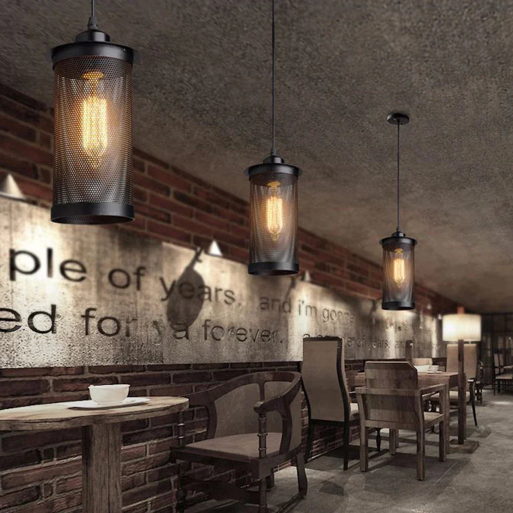 Black Iron Cage Pendant Light