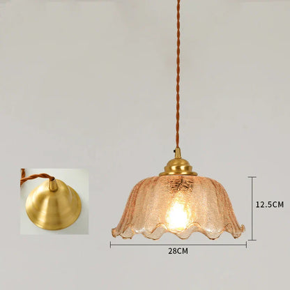 DecorBites™ Cracked Glass Copper Wooden Pendant Light for Home Indoor Living Room