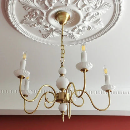 DecorBites™ Cream White Led Chandeliers, Retro Copper Pendant Light for Home Decor