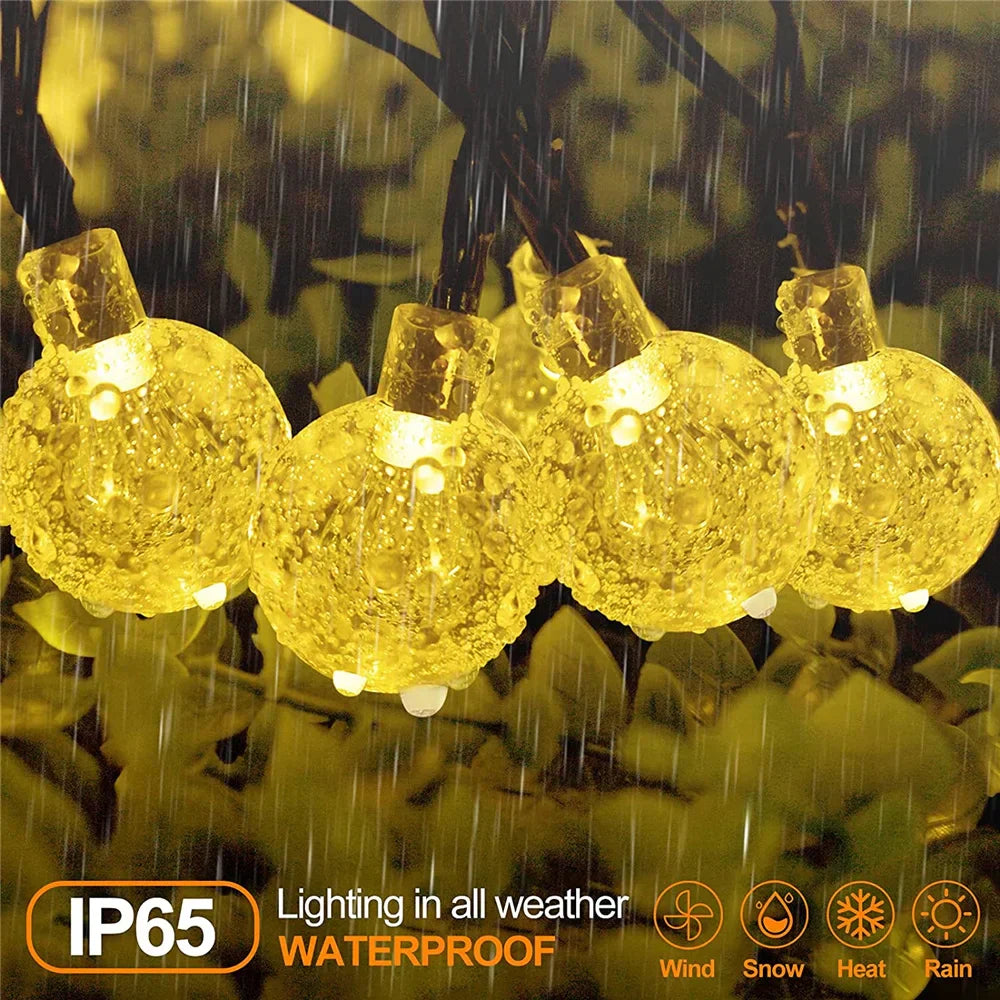 DecorBites™ Crystal Ball Solar Fairy Lights for Outdoor Garden Christmas Wedding Decor
