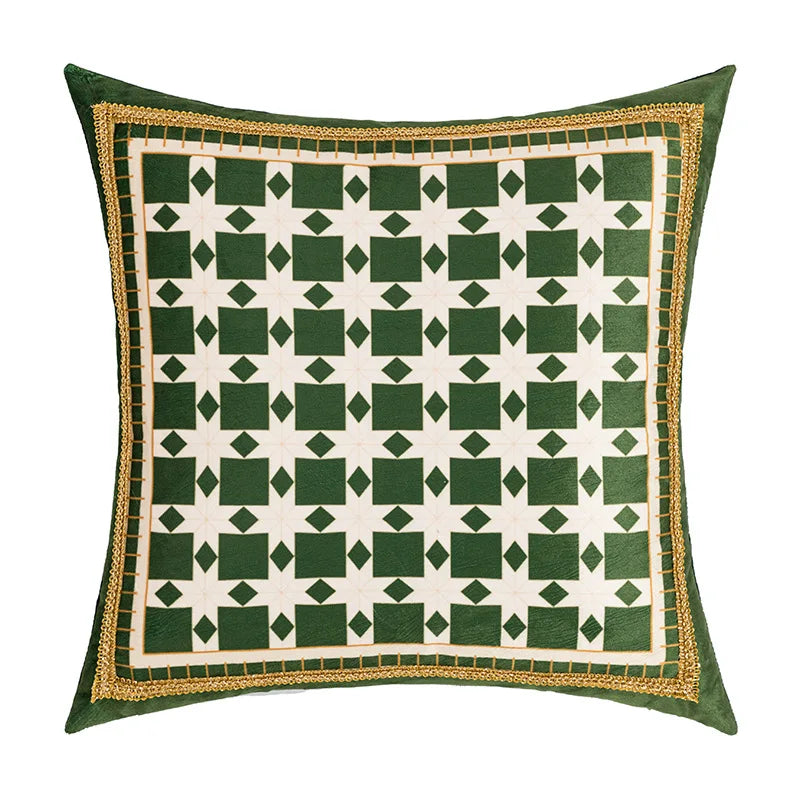 DecorBites™ Geometric Tufted Embroidery Cushion Cover 45x45cm Black White Lattice Sofa Pillow