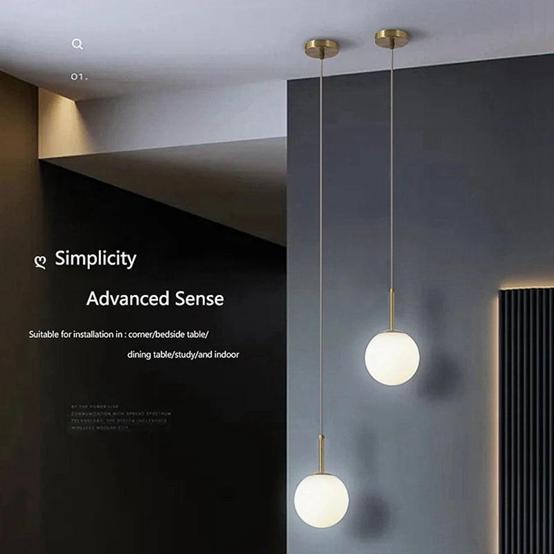 Copper Glass Pendant Light Multiple Voltages