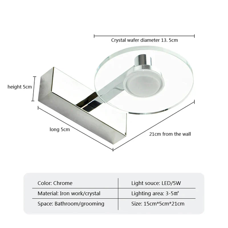 DecorBites™ Acrylic Mirror Headlight Bathroom Wall Lamp LED 5W